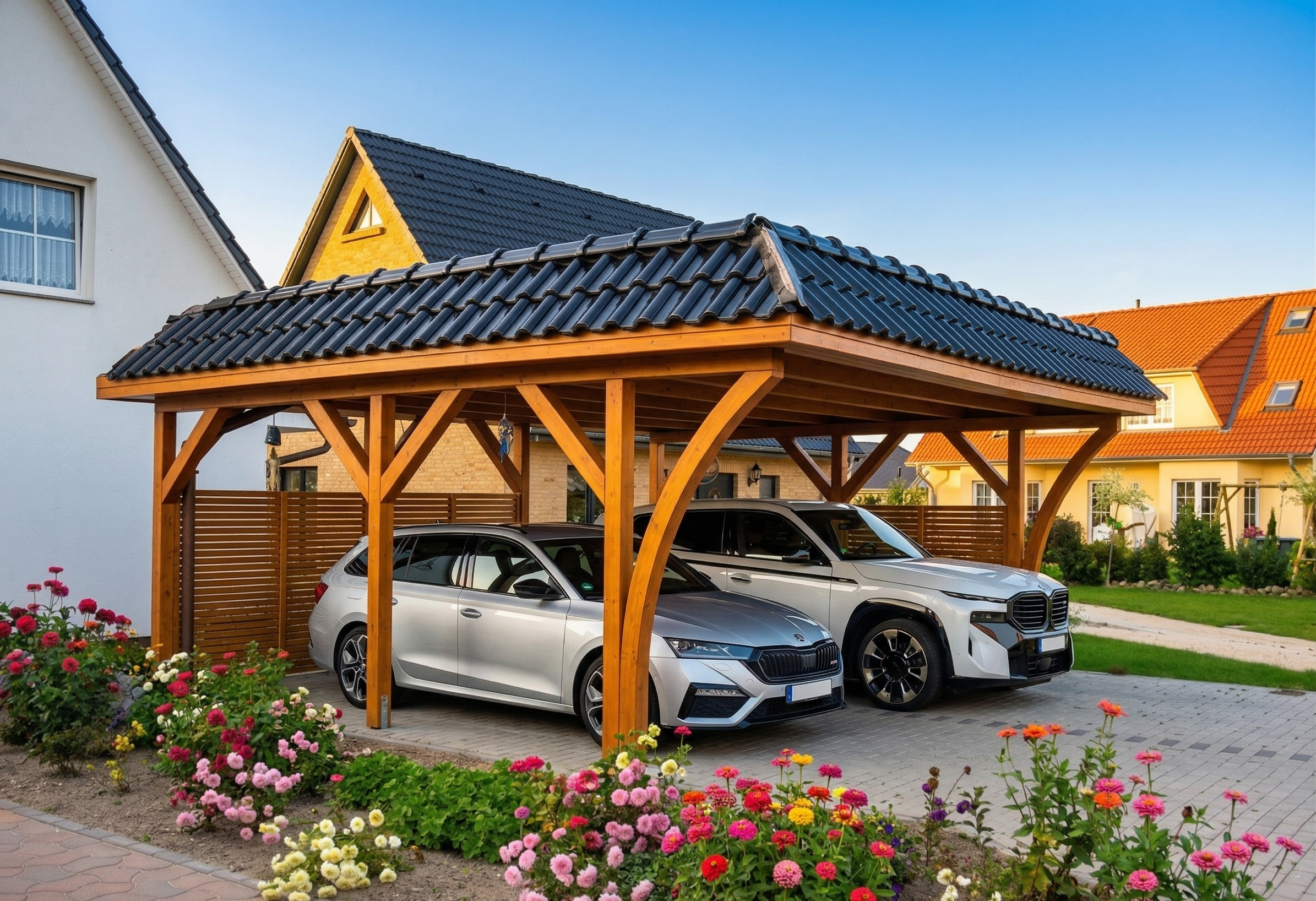 Premium Carport-Lösung in Vorpommern mit massiven Holzquerschnitten