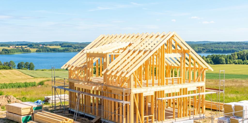 Präziser Abbund für ein Bauprojekt in Holzrahmenbauweise